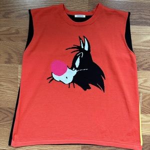 Rare Iceberg " Women’s Wool blend Looney Tunes Vest Tunic Sweater Size M Coral